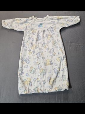 Vintage baby sleeper/gown with adorable pastel teddy bear print.